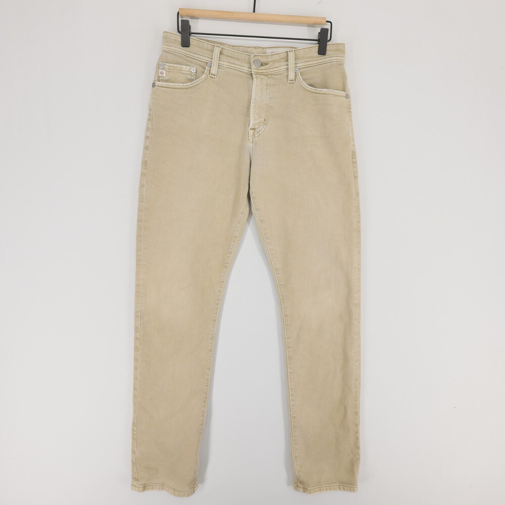 AG Adriano Goldschmied Everett Jeans Mens 30x32 Beige Slim Straight Stretch